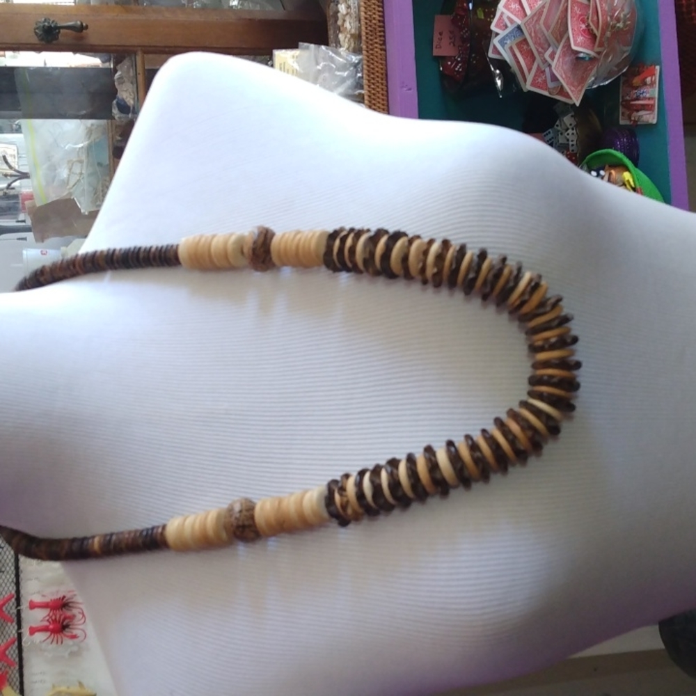 Vintage wood bead necklace Africa